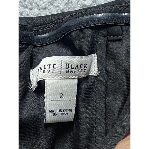 White House Black Market Black Ruched Top Chiffon A-Line Dress Womens Size 2 - Picture 3 of 9